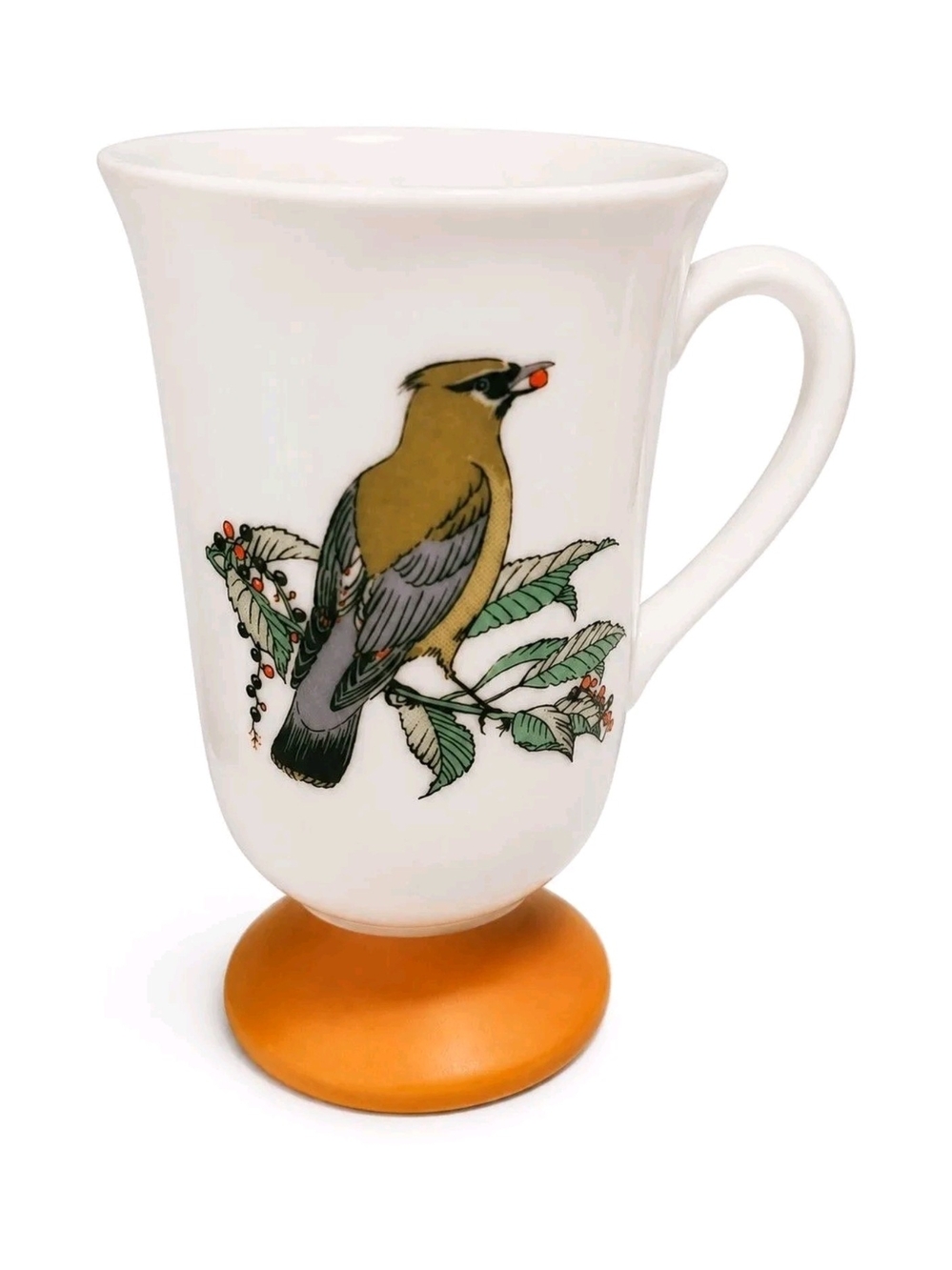 White Ceramic Bird Mug with Orange Base - Fred Roberts Co